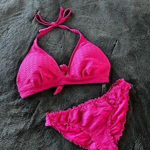 Vibrant Pink Textured Bikini VS